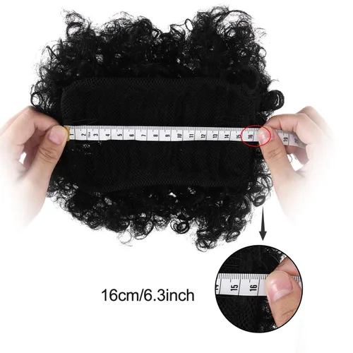 Miniatura 7 de WILLBOND 2 extensiones de cola de caballo afro con cordón para mujeres negras, pelo rizado, extensiones cortas sintéticas con clip, extensiones