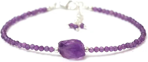 Miniatura 2 de Pulsera de plata de ley 925 con cuentas completas y ajustables para mujer, pulsera delicada de cuentas de piedras preciosas naturales, regalo