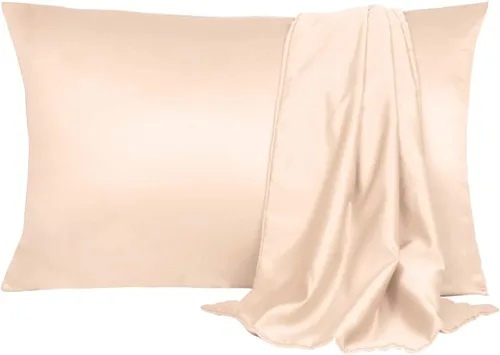 Miniatura 34 de uxcell Paquete de 2 fundas de almohada de satén de seda para cabello y piel, frescas, sedosas, suaves y transpirables, tamaño estándar de 20 x 26