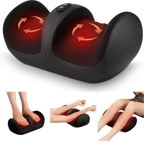 Nekteck Masajeador de pies con calor y rodillo para pies, masajeador Shiatsu de pantorrilla y pierna para circulación y alivio del dolor de