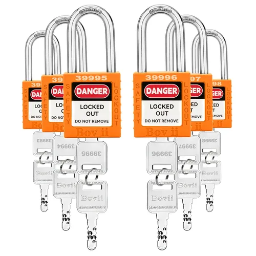 Miniatura 10 de Lockout Tagout Cerraduras conjuntos, 6 candado de seguridad rojo con llave diferente, 2 llaves por cerradura