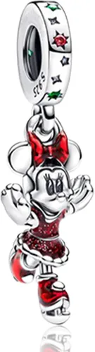 Miniatura 33 de Dijes de plata de ley 925 de dibujos animados de pato, ratón, oso, elefante, dragón chino, cuentas colgantes para pulseras y collares, joyería