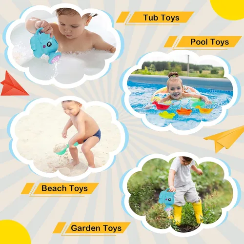 Miniatura 5 de Juguetes de baño para bebés para niños, 12 juguetes de baño sin moho para niños pequeños con botes flotantes, regadera, patos flotantes y cucharas