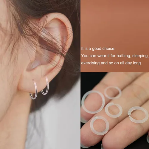 Miniatura 7 de Retenedores de oreja de plástico unisex antialérgicos, anillos de nariz transparentes de calibre 20-16, con hebilla, cómodos e hipoalergénicos