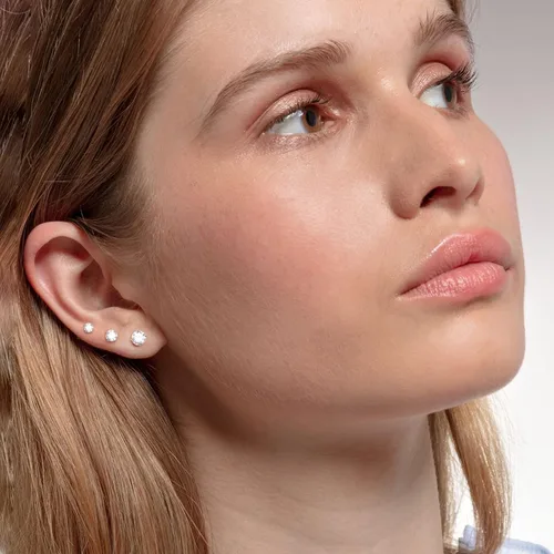 Miniatura 3 de Aretes de moissanita de diamante para mujer 0.6-4 quilates, color DF, hipoalergénicos, 0.3fl oz, plata de ley 925 chapada en oro blanco real, aretes