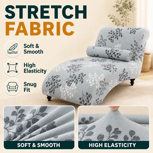 Miniatura 2 de Funda Impresa para Chaise Lounge sin Brazos Interior Funda Elástica para Silla para Sala de Estar Dormitorio Funda Elástica sin Brazos para Chaise