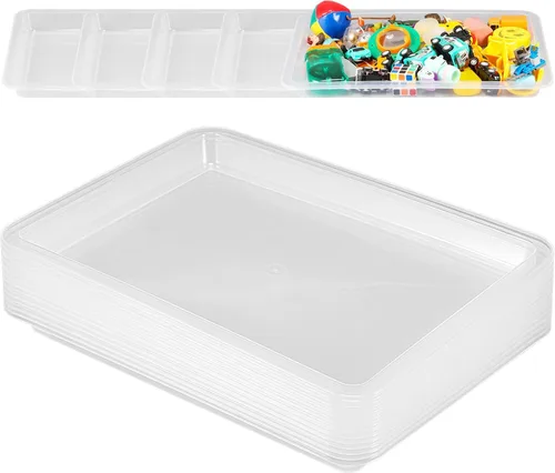 Miniatura 7 de Zonon 12 Pcs Plastic Art Trays 13.4 x 9.8 x 1 Inch Back to School Supplies Colorful Art Trays Stackable Activity Tray Office Storage Container for