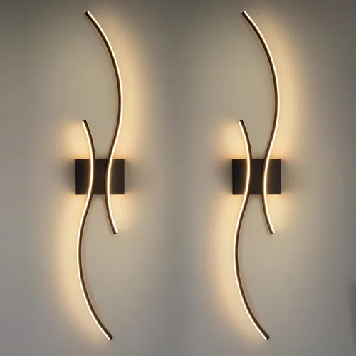 Miniatura 21 de CANEOE Moderna lámpara LED de pared, 39 pulgadas, aplique de pared LED negro para interiores, accesorios de tocador de baño sobre espejo para sala