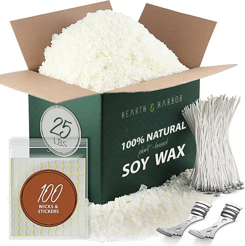 Miniatura 14 de Hearth & Harbor - Suministros de fabricación de velas de cera de soya natural - 5 libras de cera de soya con 100 mechas de algodón y 2 dispositivos