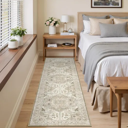 Miniatura 48 de Alfombra de pasillo lavable de 2 x 6 pies - Alfombras de cocina con respaldo antideslizante vintage suave estilo granja, alfombra de entrada
