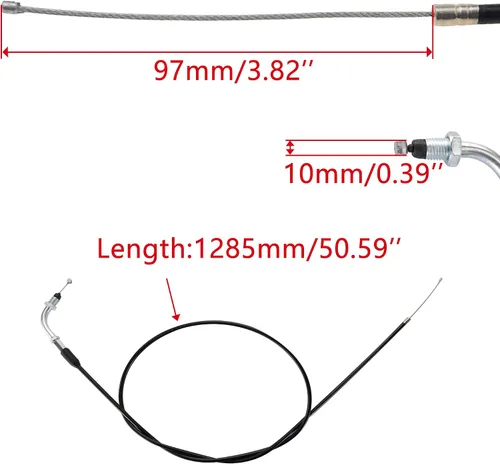 Miniatura 2 de WOOSTAR Reemplazo del cable del acelerador de 50.59 pulgadas para ATV de 4 ruedas refrigerado por agua de 125cc 150cc 200cc 250cc