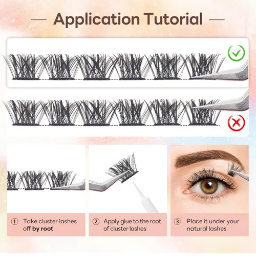 Miniatura 2 de Extensiones de pestañas individuales en racimo para colocar en casa, pestañas onduladas, con volumen, banda súper fina, reutilizables, suaves