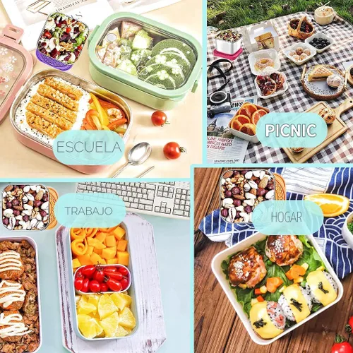 Miniatura 6 de HTEVW 6Pack 6oz Contenedores de aperitivos de acero inoxidable para niños, contenedores de aperitivos para niños de fácil apertura a prueba de fugas
