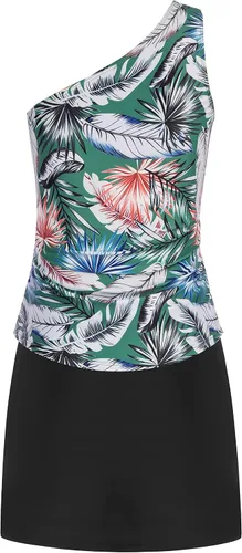 Miniatura 5 de Kate Kasin Traje de baño tankini de dos piezas para mujer, con un hombro descubierto, con falda