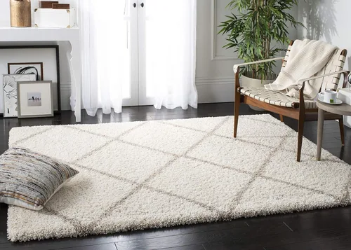 Miniatura 88 de SAFAVIEH - Alfombra de la colección Hudson Shag, diseño de enrejado moderno, no desprende pelusa y fácil de cuidar, 2 pulgadas de grosor, ideal