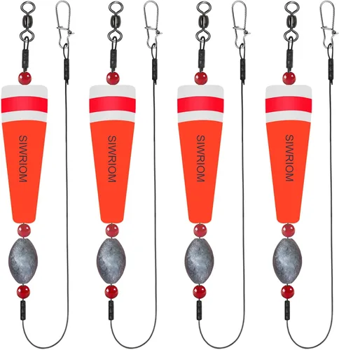 Flotadores de corchos para pesca en agua salada, 4 piezas de bobbers pesados, pesca en tierra, flotador de corcho, sonajero para peces rojos,