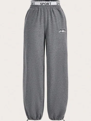Miniatura 5 de COZYEASE Pantalones deportivos largos sueltos con cinta gráfica para mujer