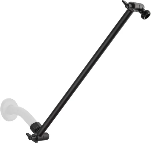 Miniatura 15 de Brazo de extensión de cabezal de ducha ajustable extra largo de 15 pulgadas con tornillo de bloqueo, ángulo cromado de acero inoxidable 304 1. Cromo
