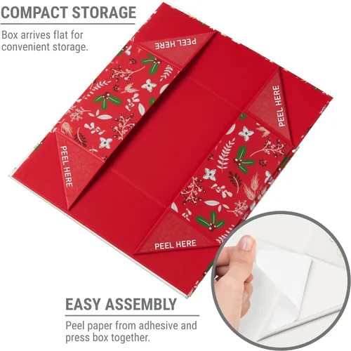 Miniatura 5 de Caja de regalo de Navidad con tapa magnética Cajas de regalo decorativas rojas para regalos, regalos de vacaciones, golosinas, adornos