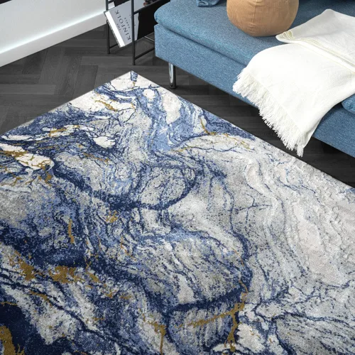 Miniatura 9 de Abani Regal Collection - Alfombra de área con diseño de mármol azul/gris, 8 x 10 pies, fácil de limpiar, duradera para niños y mascotas, lavable