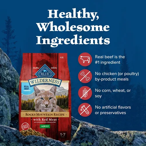 Miniatura 6 de Blue Buffalo Wilderness Alimento seco para gatos adultos, receta de las Montañas Rocosas, receta sin pollo y sin granos hecha con ingredientes