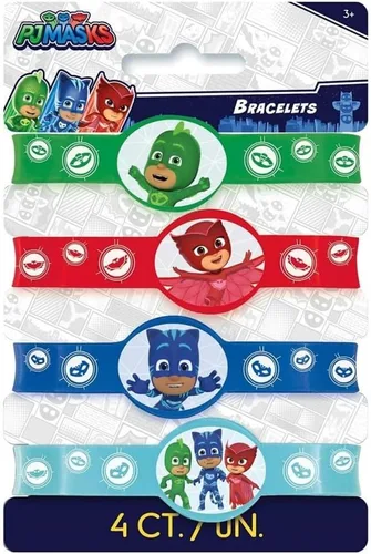 Miniatura 2 de Unique Pulseras elásticas de PJ Masks de colores surtidos (4 unidades) - Divertidas y duraderas, regalos de fiesta perfectos para los fanáticos