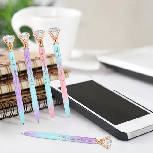 Miniatura 5 de Bolígrafos personalizados de diamantes grandes, bolígrafo de cristal grabado personalizado con logotipo de nombre, bolígrafo de lujo personalizado