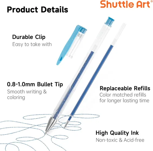 Miniatura 4 de Paquete de 360 bolígrafos de gel de 180 colores distintos, de Shuttle Art, más 180 recambios, perfecto para los libros de colorear para adultos