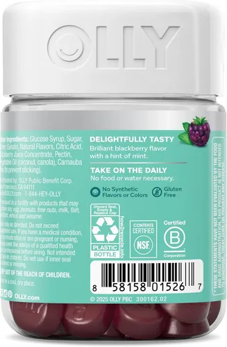 Miniatura 8 de OLLY Gomita de tez impecable, soporte para una piel clara y saludable, vitaminas E, A, zinc, suplemento masticable, sabor bayas, 50 piezas