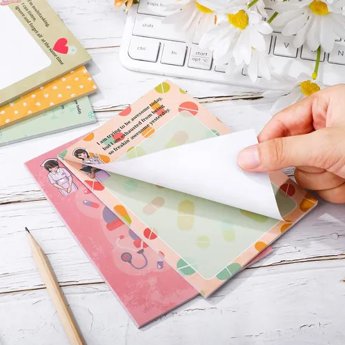 Miniatura 4 de Chinco 8 Piezas Blocs de Notas Divertidos para Enfermeras Notas Adhesivas para Enfermeras Autoadhesivas Blocs de Notas Sarcásticos Suministros