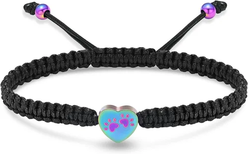 constantlife Pulsera de urna de cremación de corazón para cenizas, colgante de huella de pata de acero inoxidable, joyería de recuerdo, pulsera Con