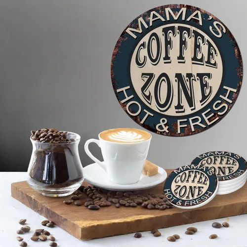 Miniatura 6 de ANY NAME'S YOUR TEXT - Tazas de posavasos personalizadas con letrero elegante, estilo rústico, desgastado, vintage, retro, cocina, bar, pub, Maroon