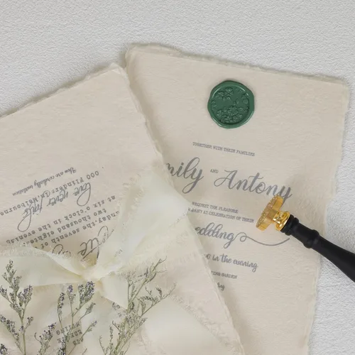 Miniatura 8 de UNIQOOO Sello de Cera con Flores de Begonia - Sello de Cera Floral con Tema Botánico, Cabeza de Latón Vintage con Mango de Madera para Sobres