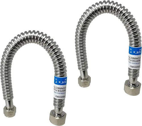 Miniatura 22 de PROCURU Paquete de 1 conector flexible para calentador de agua de acero inoxidable de 3/4 pulgadas FIP x 48 pulgadas (4 pies), certificado seguro