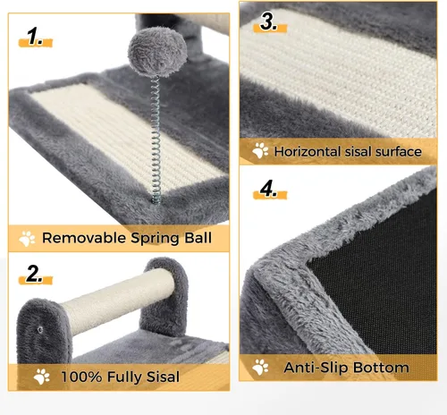 Miniatura 4 de PAWZ Road Poste rascador y almohadilla para gatos, postes y almohadillas para rascar cubiertos de sisal con pelota de juego, ideal para gatitos