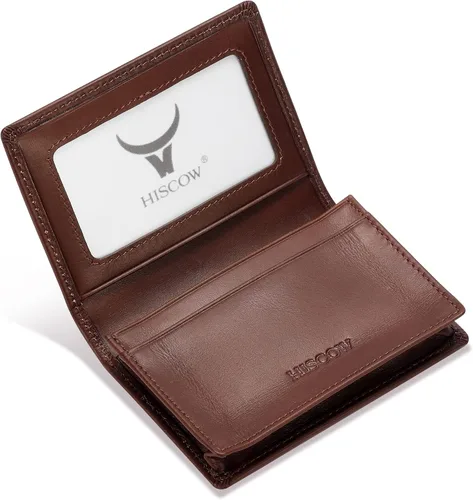 Miniatura 22 de Funda de piel para tarjetas de visita para hombres y mujeres, piel de becerro italiana Café