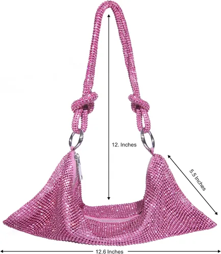 Miniatura 3 de Bolso de mano plateado brillante con diamantes de imitación, bolso de mano plateado para mujer