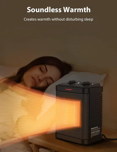 Miniatura 7 de Calentador de espacio pequeño de 1500 W para uso en interiores, calentador de espacio de cerámica PTC con termostato, 3 modos, calefacción segura