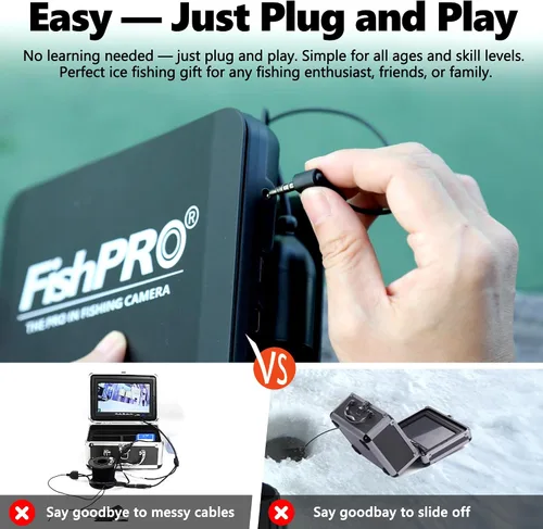 Miniatura 8 de [Actualización FishPRO® 2026] Cámara de pesca submarina NO.1 HD 1080P de 7 pulgadas, IPS- con 10,000 mAh (fácil de usar), cámara de pesca en hielo