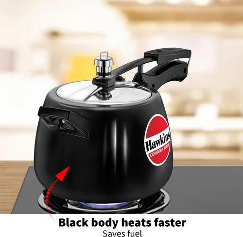 Miniatura 4 de Hawkins Olla de presión Contura de 4 litros, color negro, con tapa interior anodizada dura, Olla Handi, color negro (Cb40), 4 litros