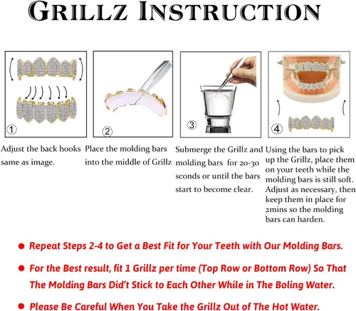 Miniatura 6 de TOPGRILLZ Parrillas de oro para tus dientes, chapadas en oro de 18 quilates, estilo hip hop, ajuste personalizado, parrillas de dientes pulidos