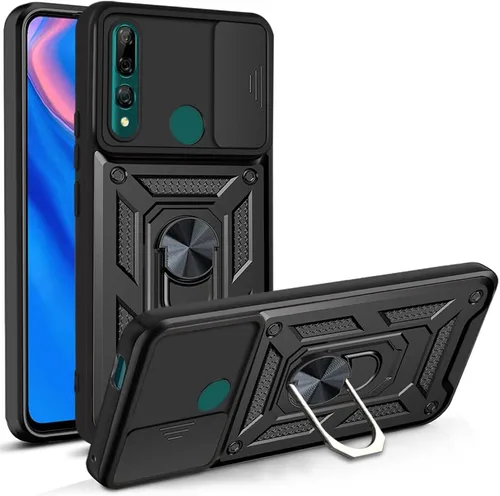 bojioderf Funda compatible con Huawei P30 Lite, compatible con Huawei P30 lite 4G soporte magnético [PC + TPU] lente deslizante 2 en 1 negro