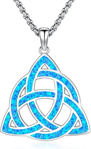 Miniatura 15 de Eusense Collar de ópalo para mujeres y hombres, joyería de ópalo azul y blanco de plata de ley 925 con dije de ópalo auténtico, regalo