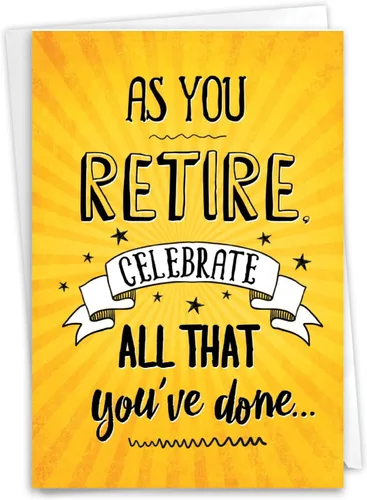 NobleWorks - Divertida tarjeta de jubilación con sobre, colorido saludo de felicitaciones para jubilados - As You Retire C6875RTG