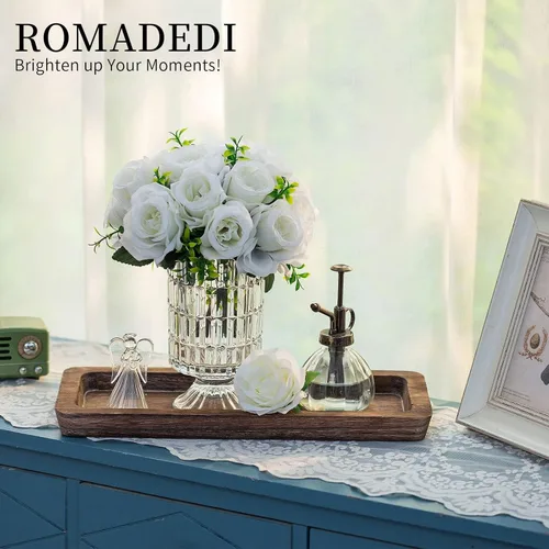 Miniatura 6 de Romadedi Bandeja decorativa de madera para velas, bandeja larga y estrecha de madera, decoración del hogar, centros de mesa rústicos, bandejas