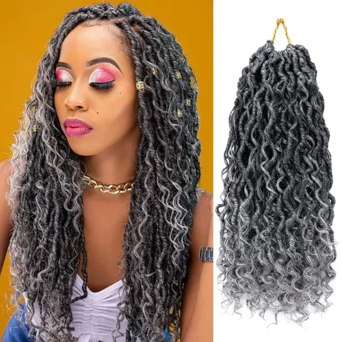 Miniatura 13 de Goddess Locs - Cabello de ganchillo de 10 pulgadas, 7 paquetes de cabello de ganchillo bohemio sintético para mujeres negras, rastas de ganchillo #1B