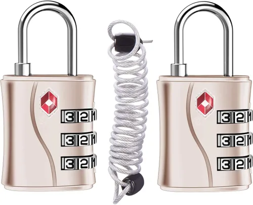 ZHEGE Cerraduras de equipaje, cerraduras aprobadas por la TSA, cerradura de cremallera de 3 esferas con cable (31.5 in) para maletas, mochila,