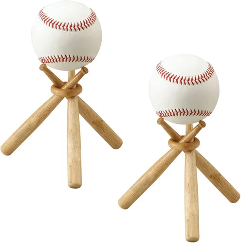 TIHOOD Soporte de béisbol Soporte de béisbol Soporte de madera Base de bola Soporte de exhibición 2 paquetes.