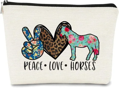 Miniatura 9 de BARPER Bolsa de maquillaje Hey Girl Horse con gafas de sol Hey Farm Flowers bolsa cosmética bolsa de maquillaje mejor idea de regalo para amantes