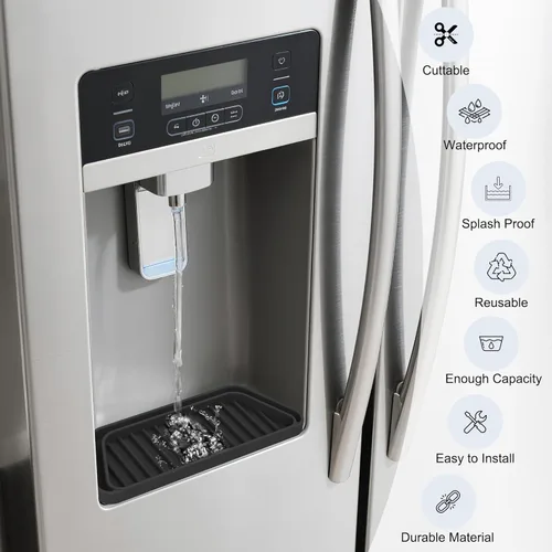 Miniatura 2 de Bandeja colectora de goteo para refrigerador KindGa, protector para bandeja dispensadora de hielo y agua, almohadilla para derrames de agua del Negro